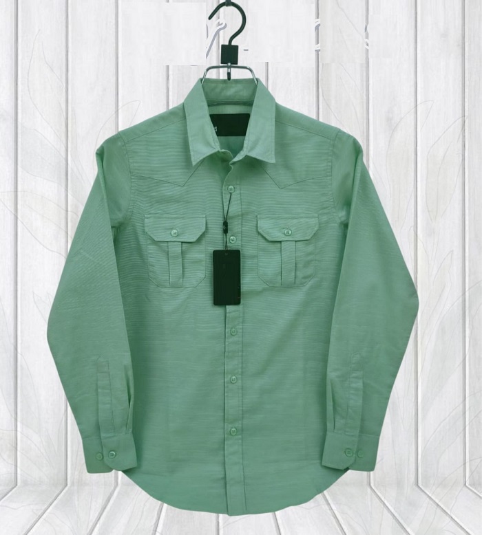 Men's Lap Seam Double Pocket Oxford Cotton Shirt for Summer
