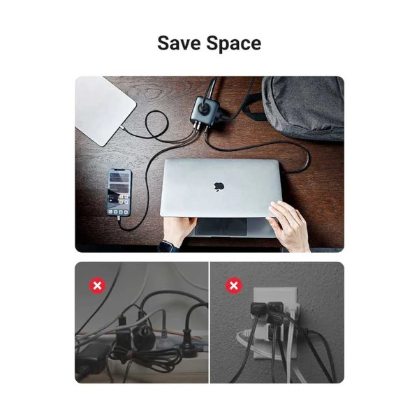 Ugreen DigiNest Cube CD268 ডুয়াল USB 65W GaN ডেস্কটপ চার্জিং স্টেশন (2 পিন, EU)