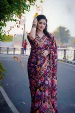 Silk Digital Print Saree with Stone Work and Afsan Lace Hem