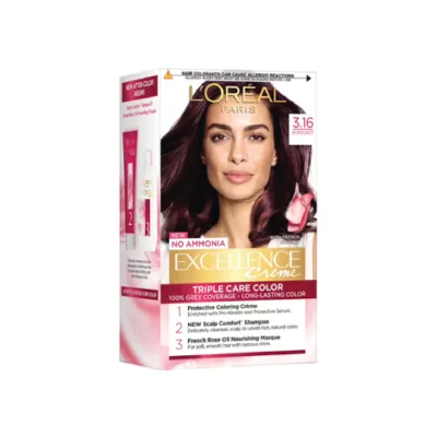 L'Oreal Excellence Creme চুলের রং, শেড 3.16 বারগান্ডি