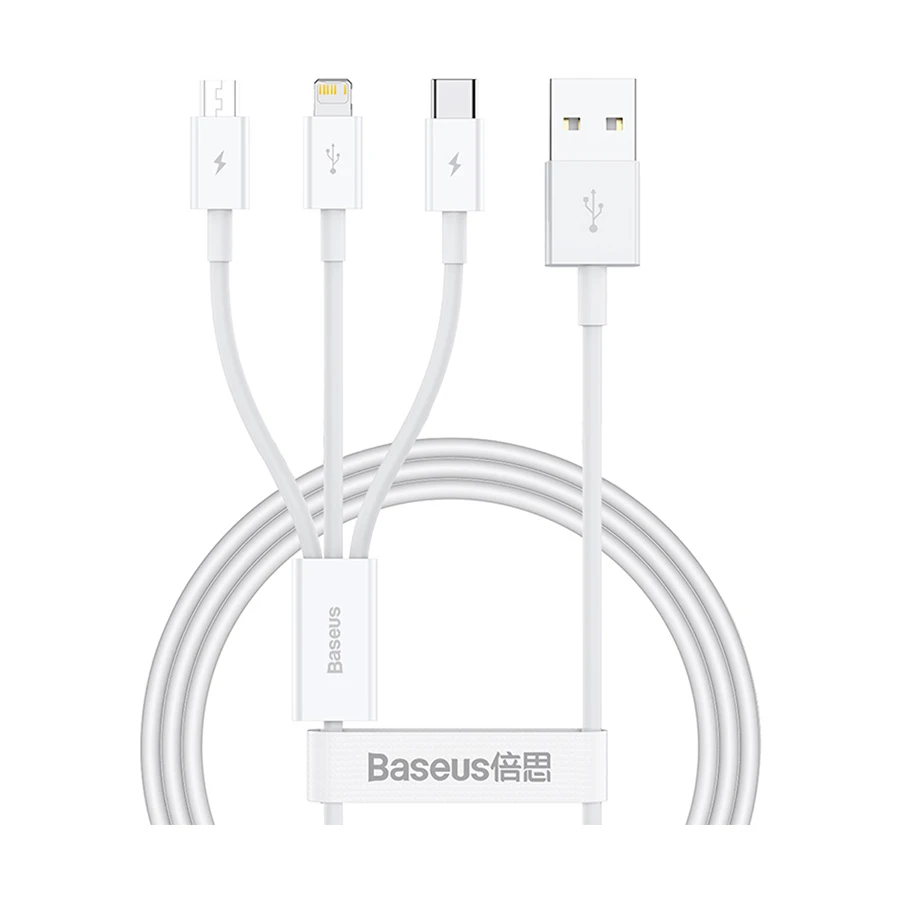 Baseus Superior Series 3-in-1 Micro, Lightning & Type-C Cable White