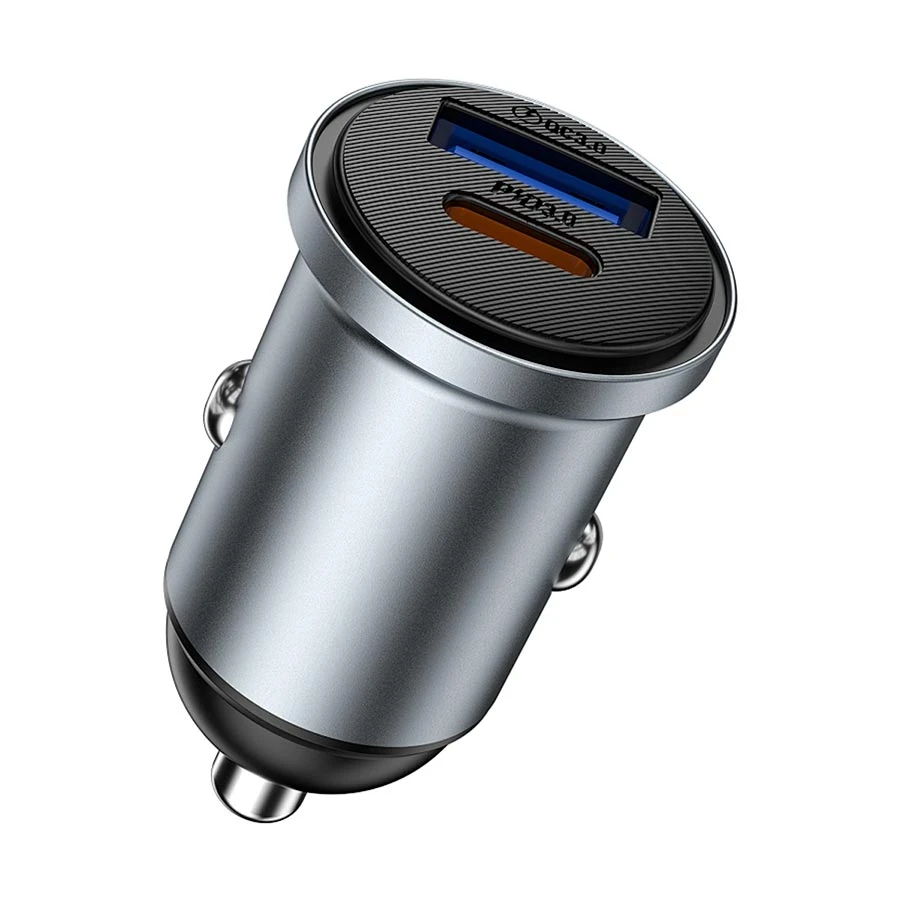 WiWU Nano Lite 35W 2 Ports Gray Car Charger (1xUSB-C & 1xUSB-A)