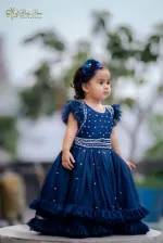 Girls' AC Net Party Dress with Bead Work, Ages 3 to 12