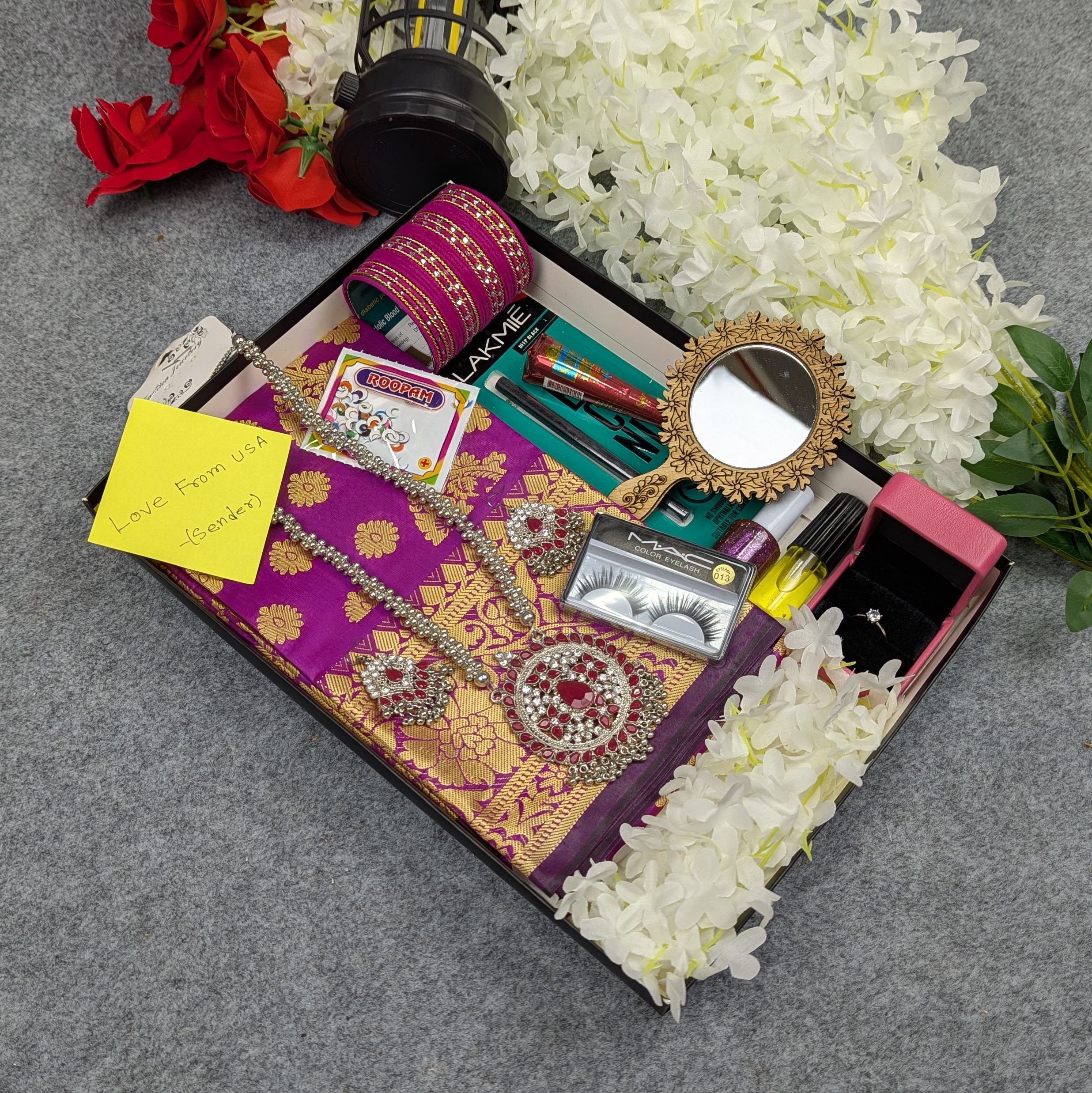 সিল্ক কাতান শাড়ি কম্বো সেট - বেগুনি (Purple)