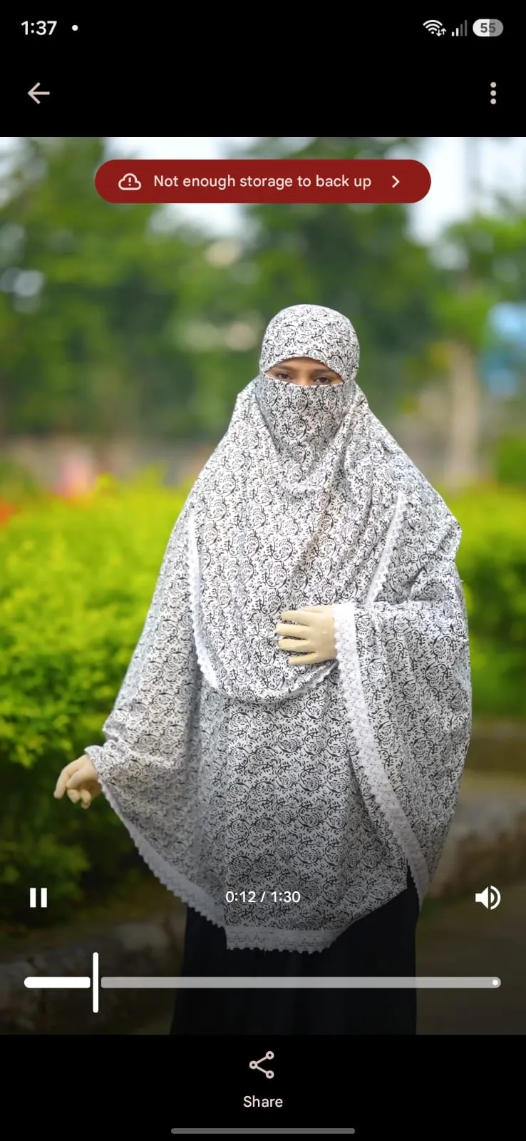 Viscose Cotton Hijab with Niqab, Front 45 and Back 50 Inch