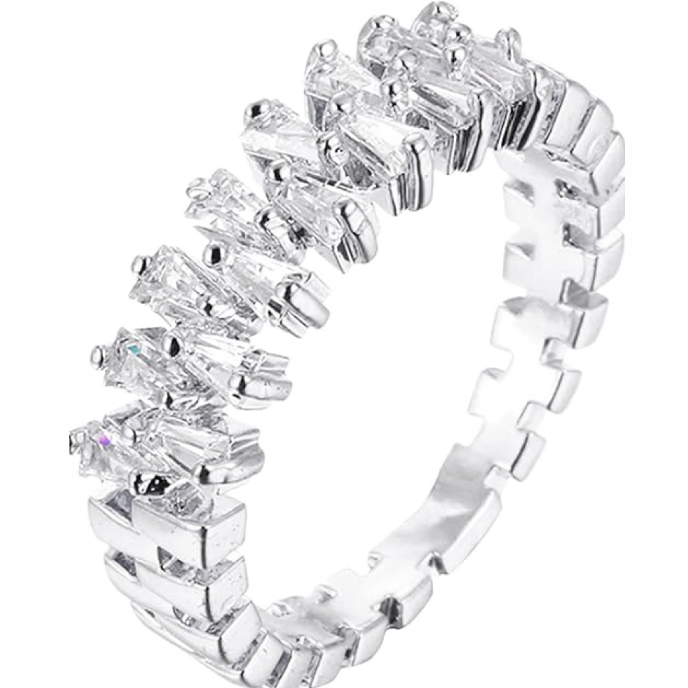 Double Rows Diamond Rings for Womens