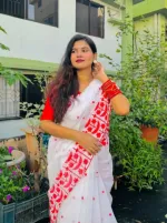 মেয়েদের হাফ সিল্ক ব্লক প্রিন্ট শাড়ি, 12 হাত, 4 রং