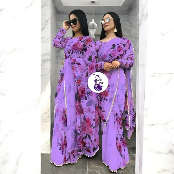 পার্ল লেস এলিগেন্স জর্জেট শাড়ি