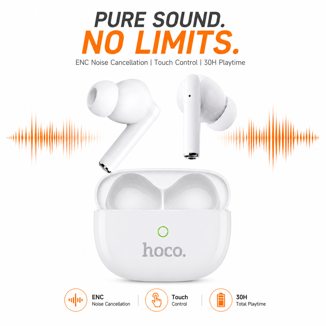 Hoco Y62-ENC TWS ব্লুটুথ ইয়ারবাডস – ENC, 30H প্লেটাইম, Bluetooth 5.4
