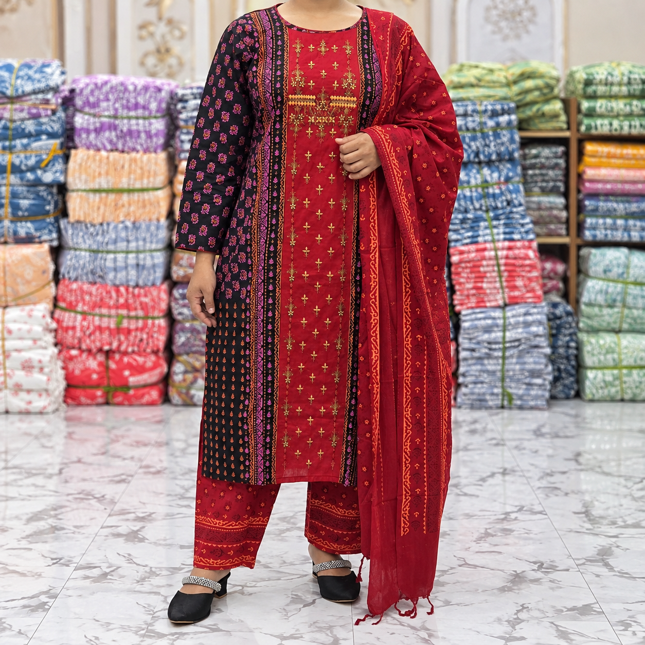 Puja Special Premium Cotton Three-Piece Collection