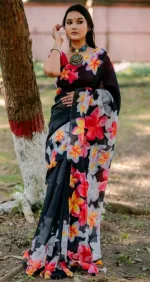Chanderi Silk Saree in Digital Print, Saree Only, 4 Colours