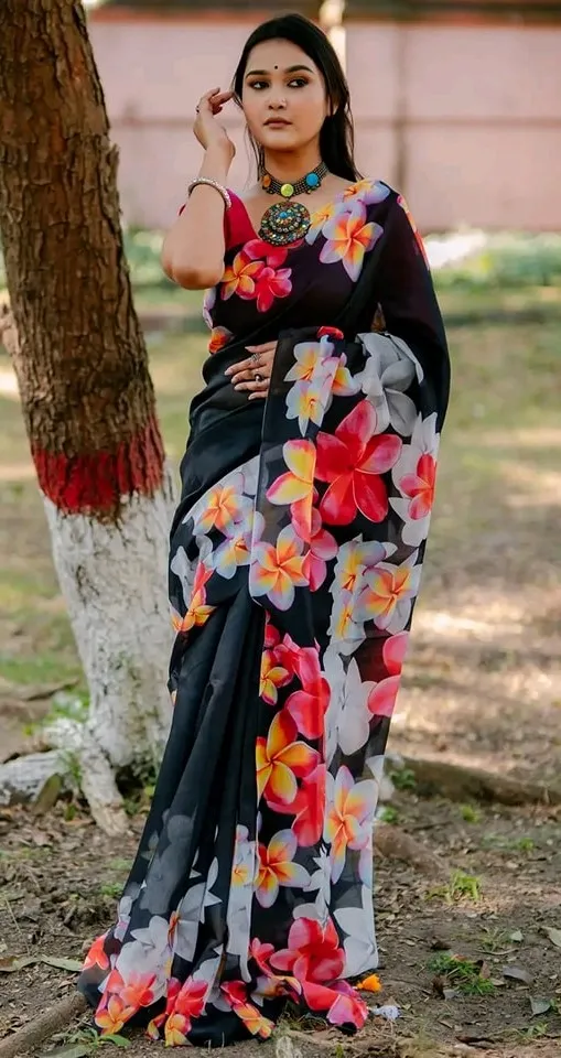 Chanderi Silk Saree in Digital Print, Saree Only, 4 Colours
