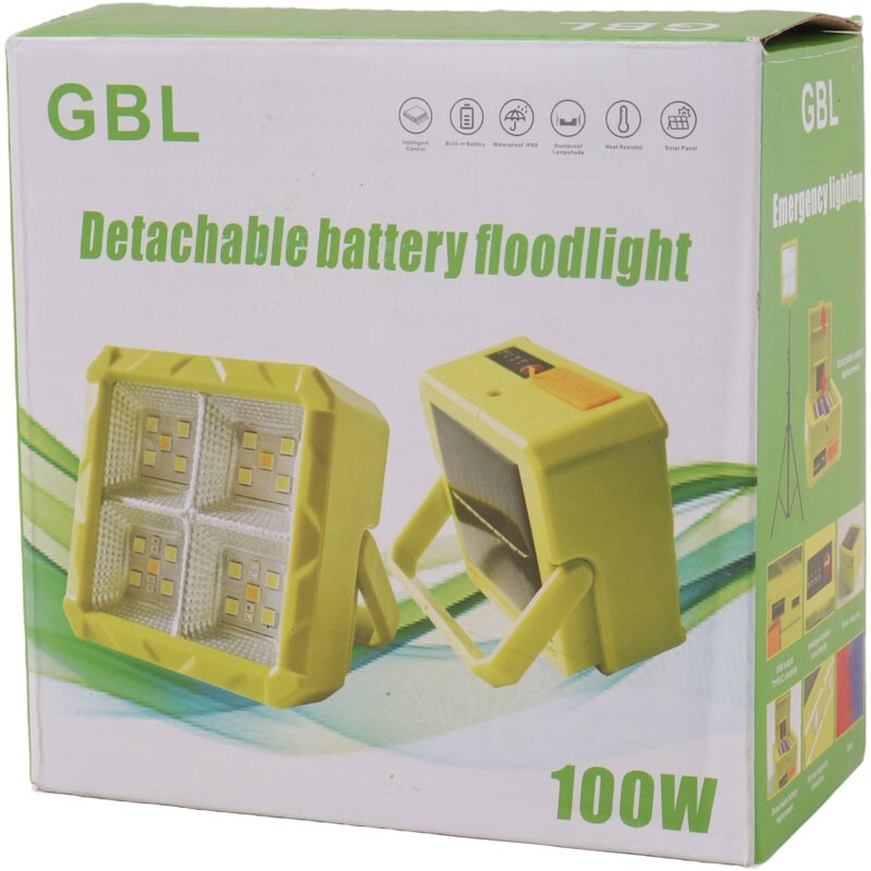 GBL ডিটাচেবল ব্যাটারি সোলার ফ্লাডলাইট 100W