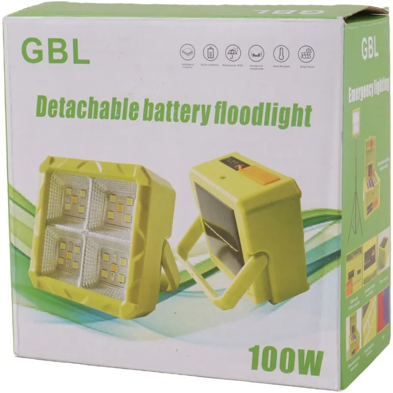 GBL ডিটাচেবল ব্যাটারি সোলার ফ্লাডলাইট 100W