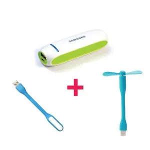 মিনি আলট্রা ফাস্ট চার্জিং পাওয়ার ব্যাংক + USB ফ্যান + USB LED লাইট