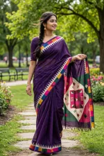 চান্দেরি সিল্ক শাড়ি ম্যাচিং ব্লাউজ পিসসহ, 3 রং