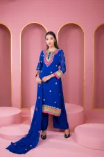 Women's Readymade Georgette Three Piece, Dollar Work, 46 Inch Kameez