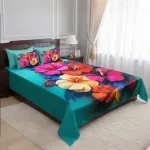 3D ডিজাইন ভেলভেট বেডশিট সেট, 8ft x 7.5ft
