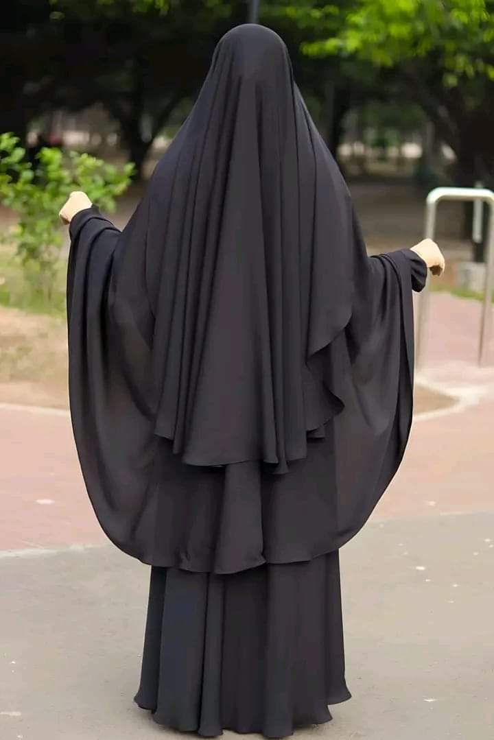 Taqwa Borka, Three Part Set with Hijab and Niqab, Cherry Fabric
