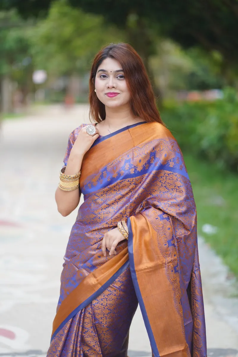 Kanjivaram Silk Saree, 12 Haath, Separate Blouse Piece, 5 Colours