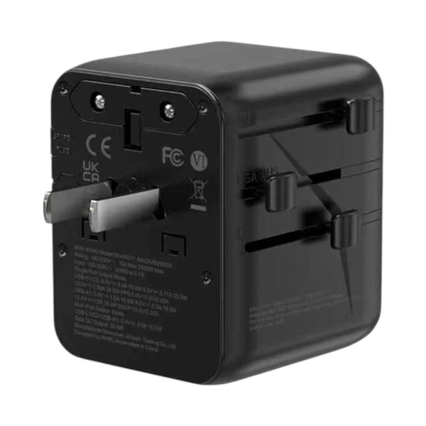 WiWU Warrior International 45W GaN ট্রাভেল চার্জার, USB ও ডুয়াল USB-C – কালো