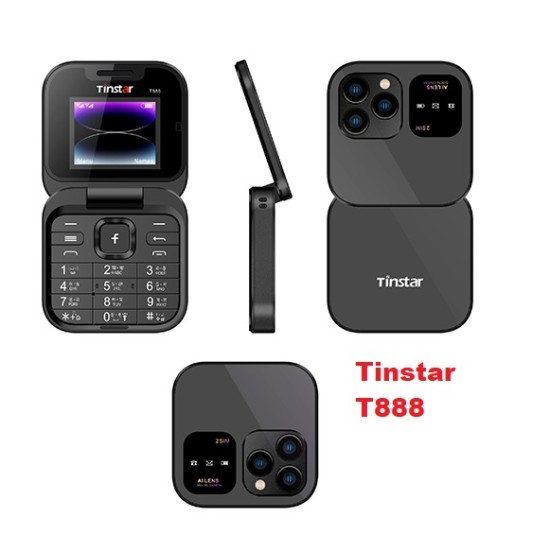 Tinstar T888 ডুয়াল সিম স্ট্যান্ডবাই বক্স আকৃতির ফোল্ডিং ফিচার ফোন