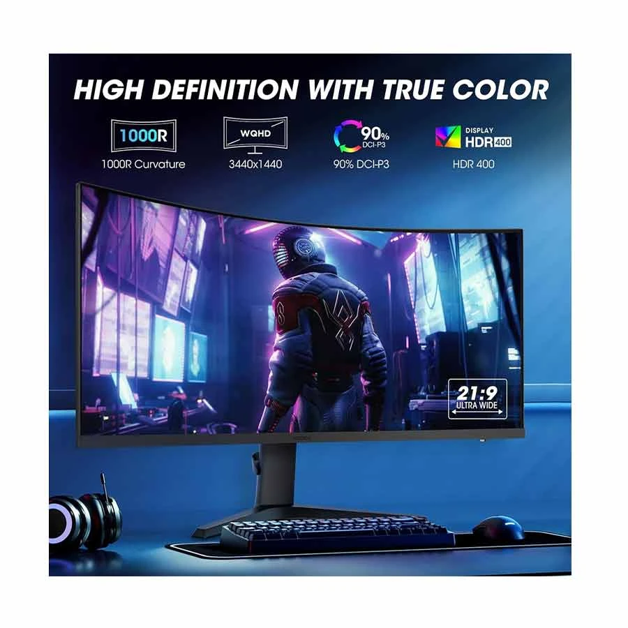 KOORUI 34E6UC 34 Inch UWQHD 180Hz VA Curved Gaming Monitor