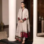 Women's Readymade Cotton Three Piece with Digital Print and Lace