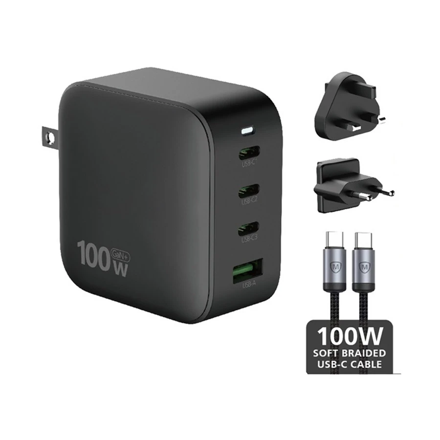 Micropack MWC-4100 100W GaN 4-Port Travel Charger with USB-C Cable