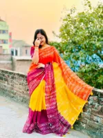Women's Chanderi Silk Saree with Multi-Colour Floral Print