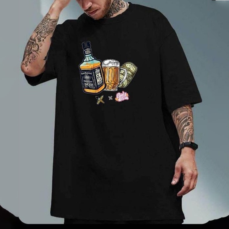 DTF Print Unisex Drop Shoulder T-Shirt, 200-220 GSM, 6 Colour Choices