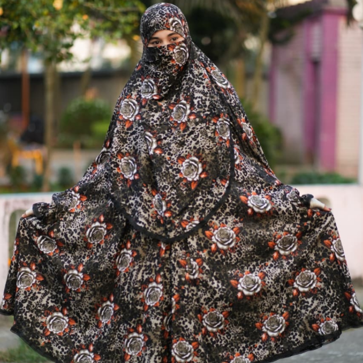 প্যালাজো লং খিমার সেট – ফেস ভেইলসহ, লিনেন