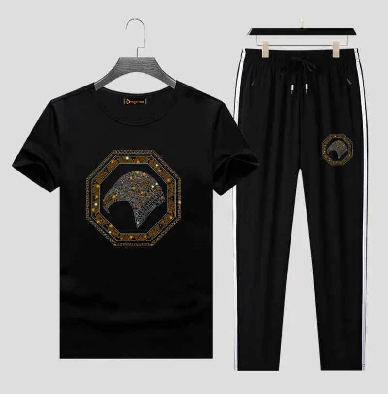 Men's Pure Cotton T-Shirt and Trouser Two-Piece Combo, 6 Colours
