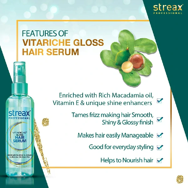 Streax Vitariche Gloss হেয়ার সিরাম (115ml)