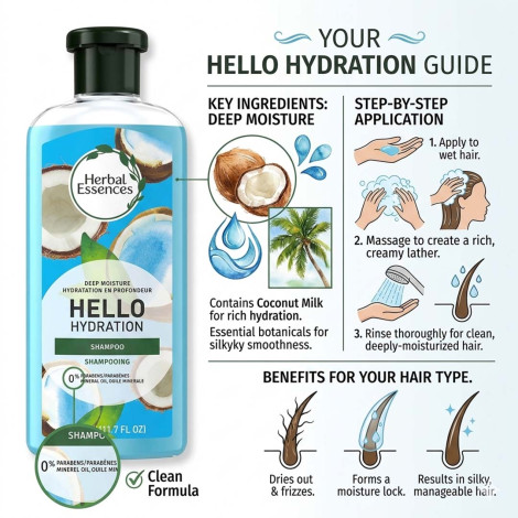 Herbal Essences ডিপ ময়েশ্চার Hello Hydration শ্যাম্পু 346ml