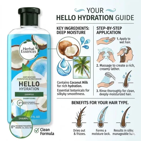 Herbal Essences ডিপ ময়েশ্চার Hello Hydration শ্যাম্পু 346ml