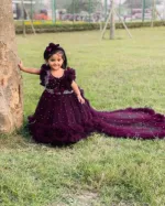 Girls' AC Net Party Dress with Bead Work, Ages 3 to 12