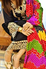 Linen Embroidery Sequin Three Piece with Butter Silk Salwar