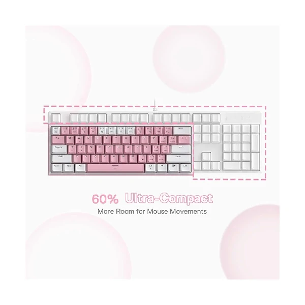 Redragon K617 FIZZ RGB (Red Switch) Pink-White gaming Keyboard