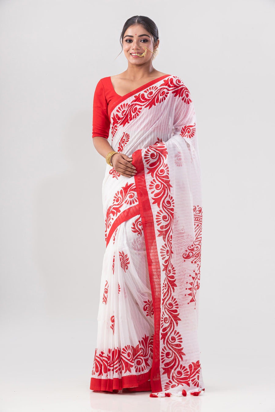 Festive Resham Silk Saree in Light Shades with Blouse Piece