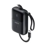 HAVIT PB5215 10000mAh ডিসপ্লে পাওয়ার ব্যাংক, USB-C ও Lightning কেবলসহ – কালো