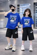 Kids' Drop Shoulder Printed T-Shirt and Pant Set, 2 to 5 Years