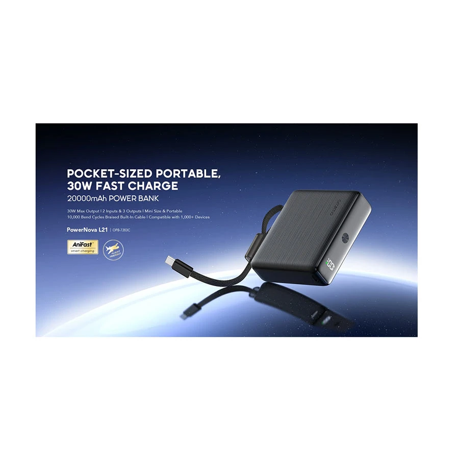 Oraimo PowerNova L21 20000mAh 30W Power Bank with Display Black