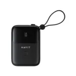 HAVIT PB5215 10000mAh ডিসপ্লে পাওয়ার ব্যাংক, USB-C ও Lightning কেবলসহ – কালো