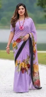 Lightweight Rongdhonu Georgette Saree with Blouse, 5 Colours
