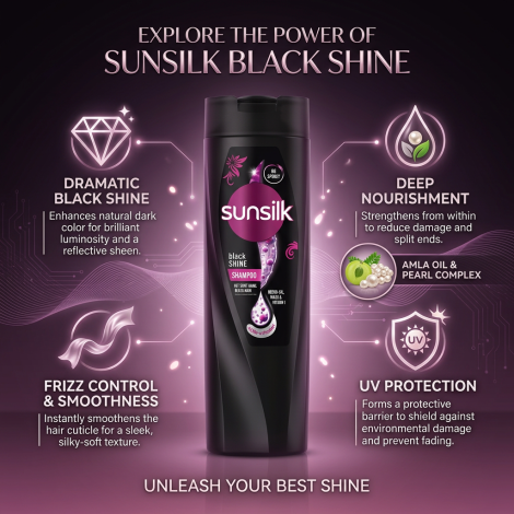Sunsilk Black Shine শ্যাম্পু, কালো চুলের জন্য 300ml