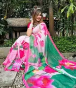 Women's Digital Print Chanderi Silk Saree, Saree Only, 6 Colours