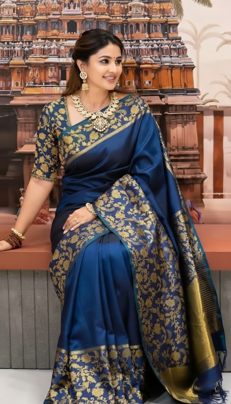 রূপকথা কাতান সিল্ক শাড়ি, বুটিক ডিজাইন ও ব্লাউজ পিসসহ