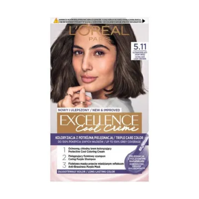 L'Oreal Excellence কুল ক্রিম ট্রিপল কেয়ার হেয়ার কালার 5.11 আল্ট্রা অ্যাশ লাইট ব্রাউন
