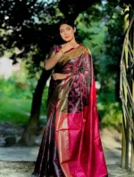 জরির কাজের বেনারসি কাতান সিল্ক শাড়ি, ম্যাচিং ব্লাউজ পিসসহ
